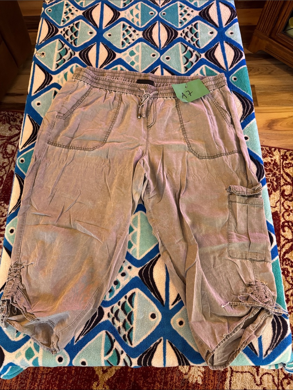 Lane Bryant washed out gray Elastic Waist Cargo Capri Pants